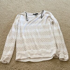 Forever 21 Cream and Tan Open-Knit Scoop Neck Sweater